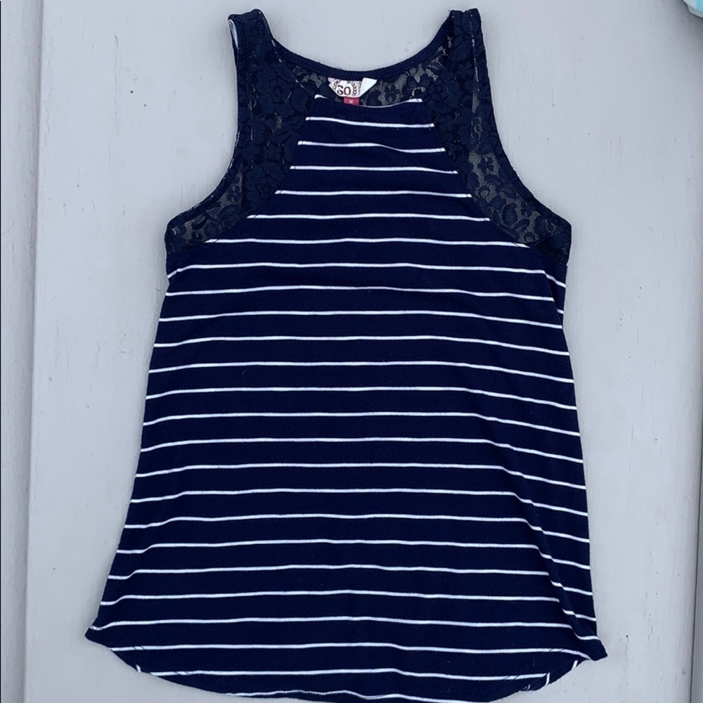 Striped Lace Top Tank